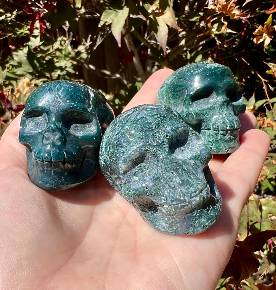 Moss Agate Skull